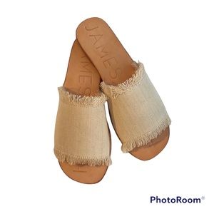 James Smith Denim Fray Slide Sandal Sand Size 36